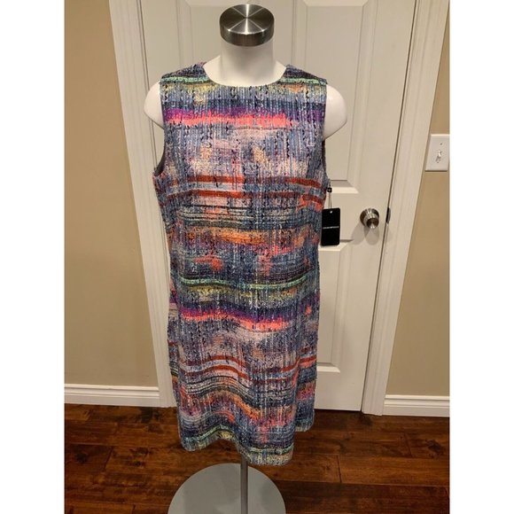 Emporio Armani Shimmering Rainbow Tweed Shift Dress Size 14 (US) 48 (IT) NWT!